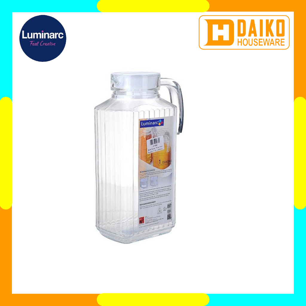 Teko Kaca Luminarc Quadro Jug 1,7 L Pitcher Air Minum Original