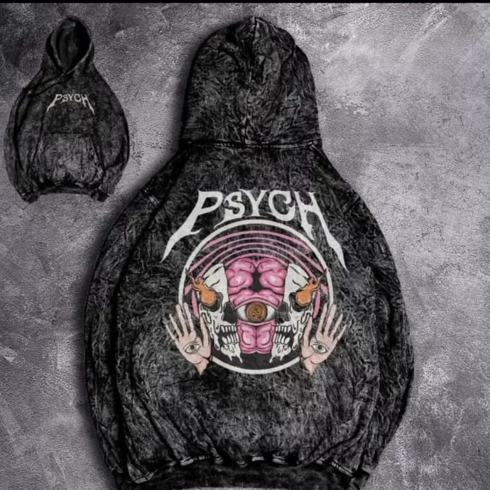 Sweater hoodie washed PYSCH / Jaket hoodie washed unisex