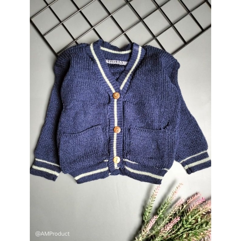 sweater rajut bayi saku 3-12 bulan