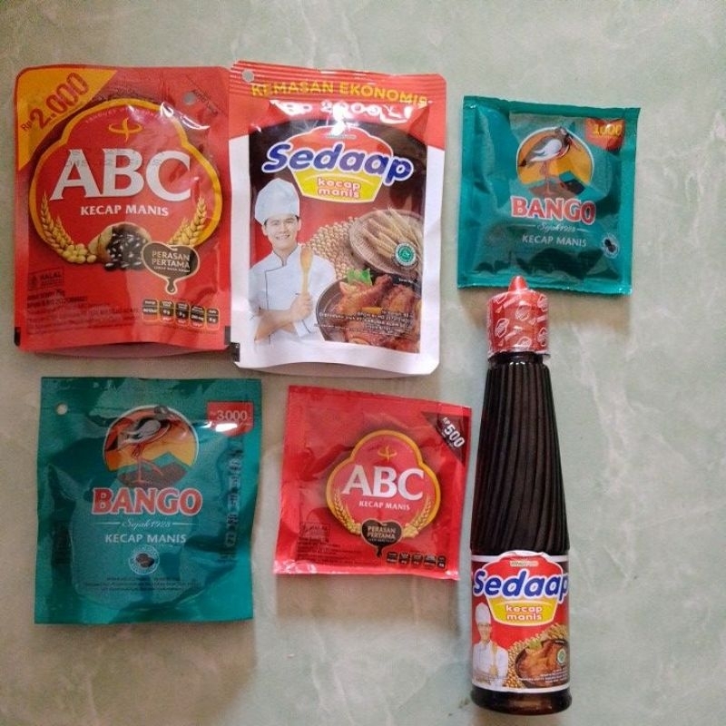 

kecap sedap, bango, abc manis