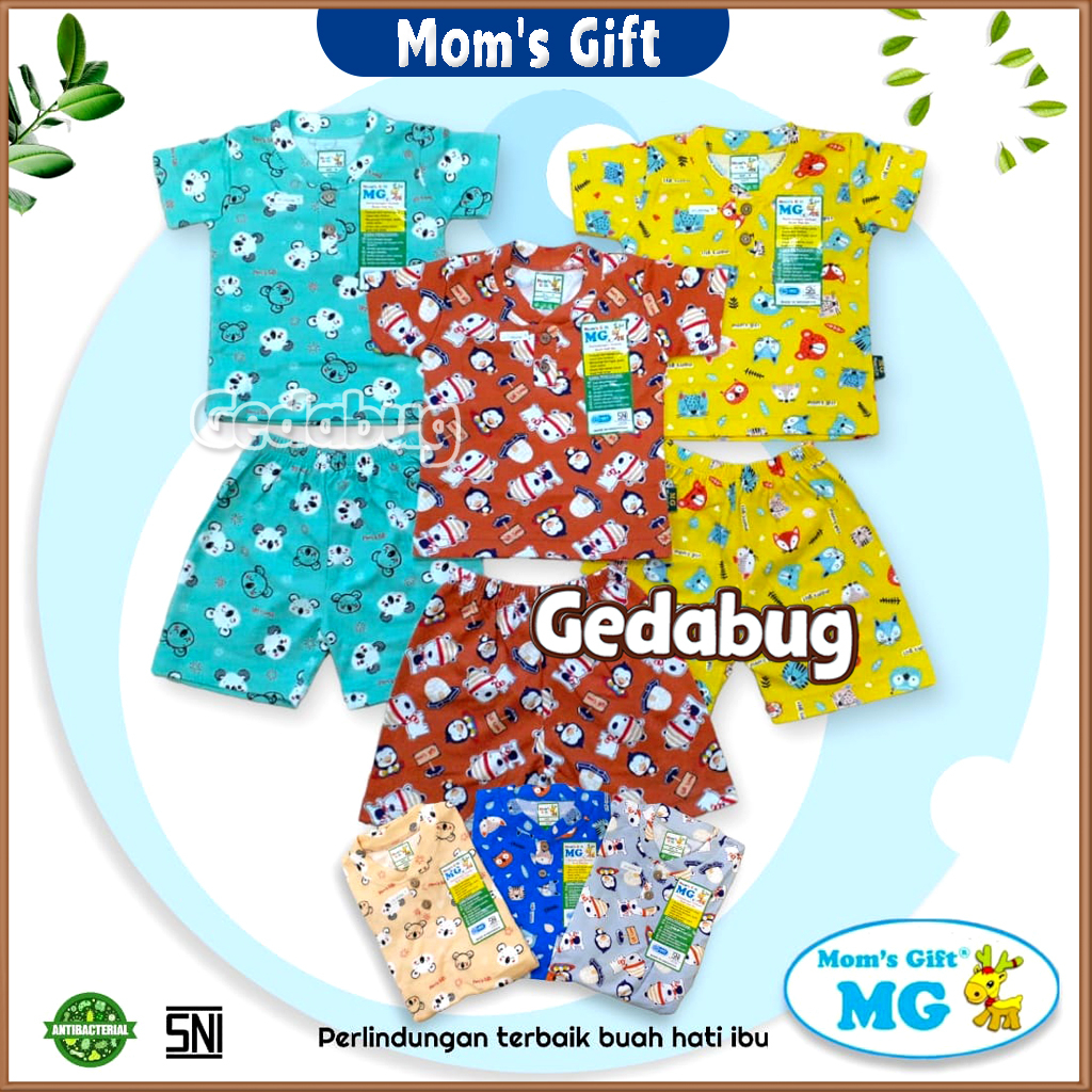 3 Setel - Setelan Anak Pendek Mom's Gift Pinguin Series | Setelan Kaos anak Kancing Depan Moms Gift | Gedabug