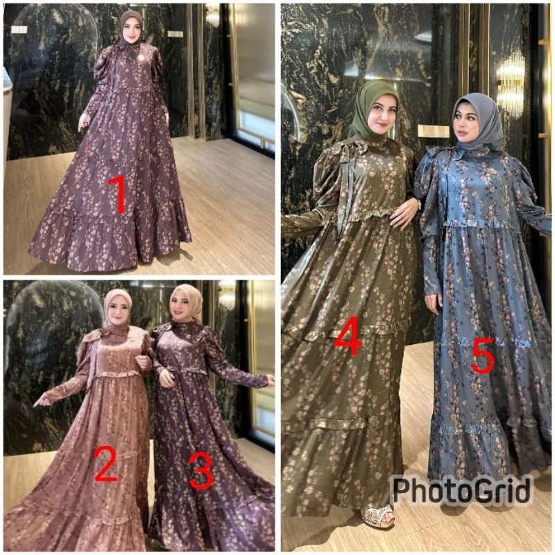 Gamis Silk Sakura Pita Bahu Shellasaukia