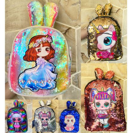 Tas Ransel Anak LED Sequin Usap Berubah Warna / Tas Manik Anak Tas Usap Sekolah