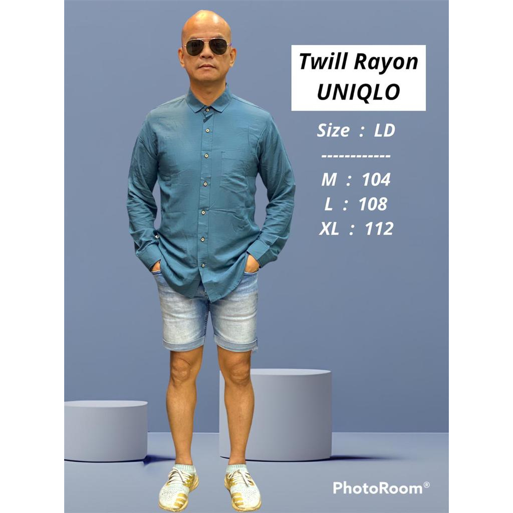 Kemeja Pria Polos Lengan Panjang Uniqlo Twill Casual terbaru