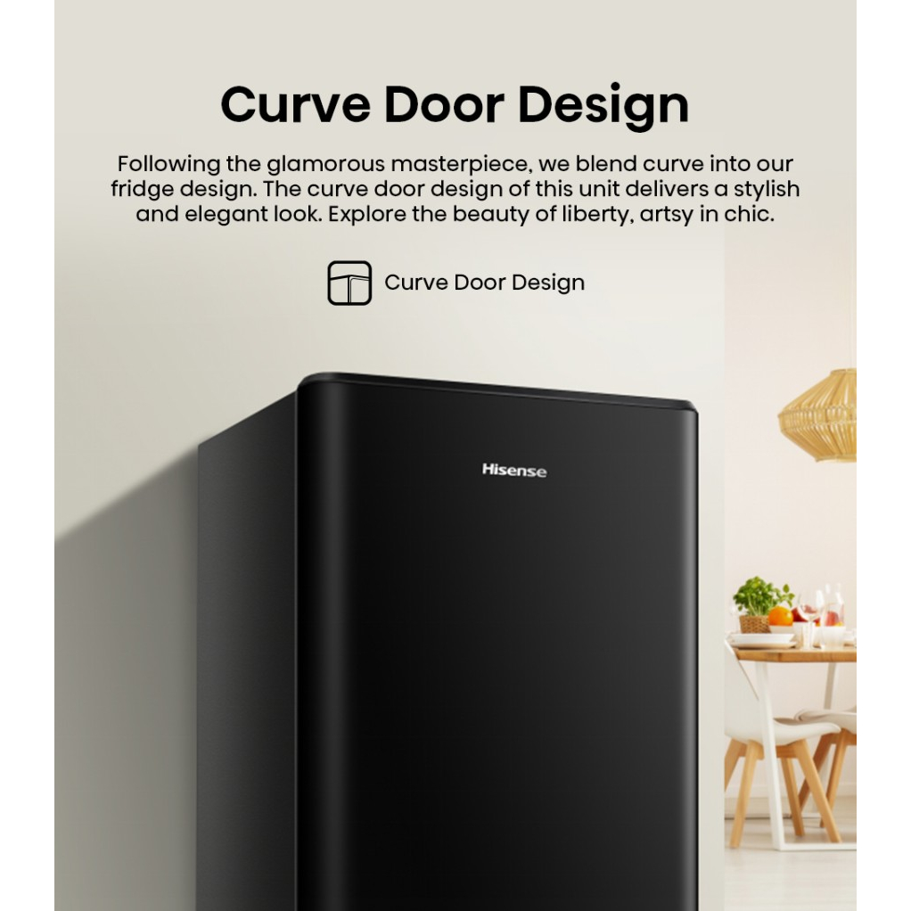 Hisense Kulkas 1 Pintu 157L lemari es Refrigerator RR198D4IBN Black