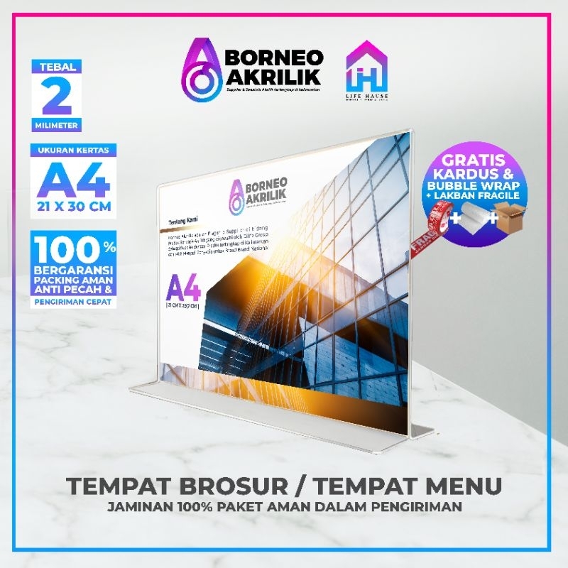 

TEMPAT BROSUR TEMPAT MENU AKRILIK STAND A4 LANDSCAPE MEDIA PROMOSI AKRILIK A4 WADAH BROSUR PERLENGKAPAN USAHA LIFEHAUSE BANJARMASIN DILEMASHOP INDONESIA