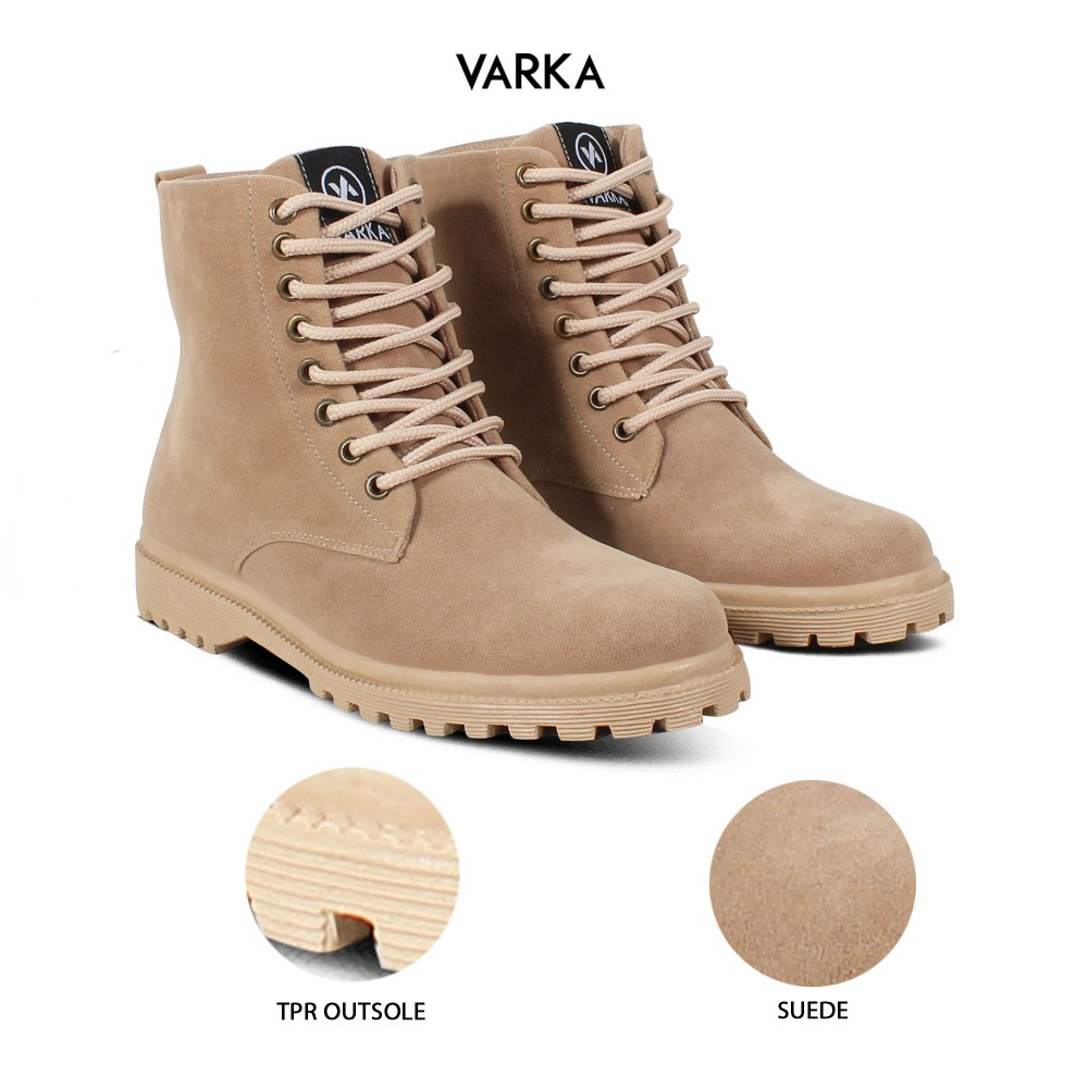 Sepatu Boots Fashion Wanita V 3385 Brand Varka Sepatu Kasual Kuliah Kerja Hangout Wanita Trendi Berkualitas - Krem