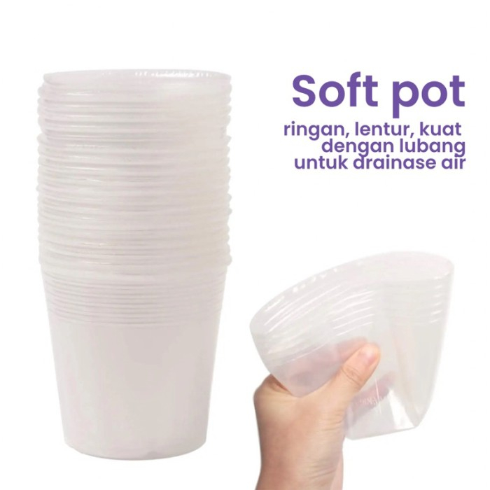 Soft Pot (satuan) Anggrek Transparan plastik 1,5 2,5 3,5
