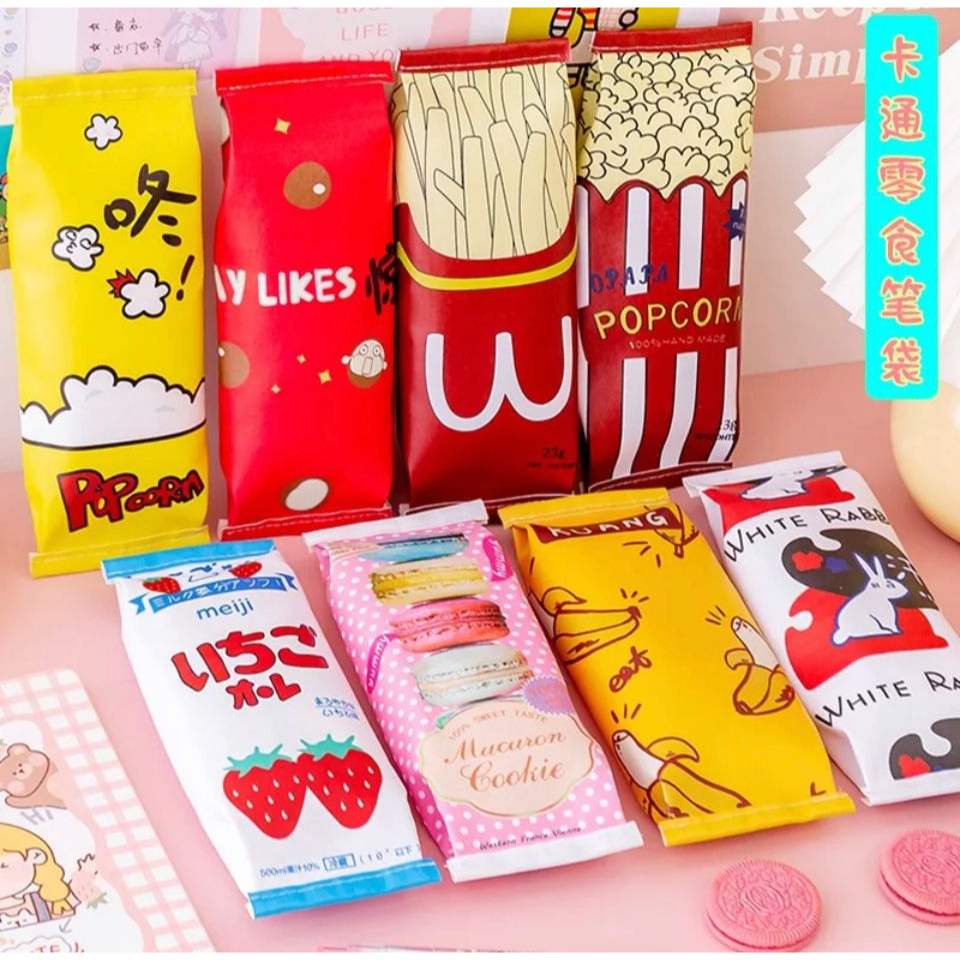 SG Tempat Pensil Fashion Japanese / Tas Pensil Anak Unik / Kotak Pensil Jepang Lucu Kotak Pensil Anak Motif Snack