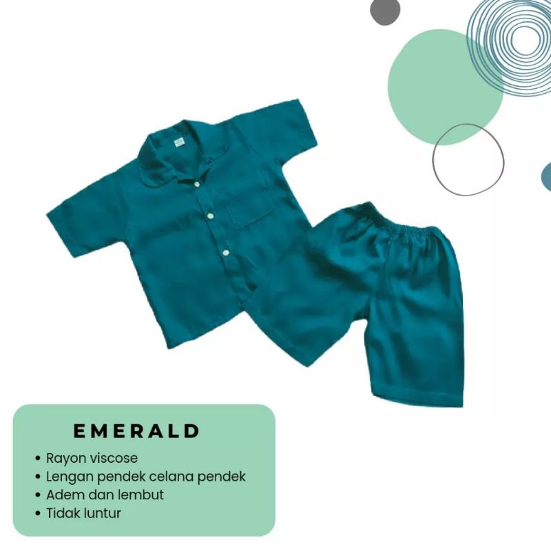 Pajamas Rayon Polos Anak / Pajamas anak pendek / Piyama Rayon Polos 0-5tahun