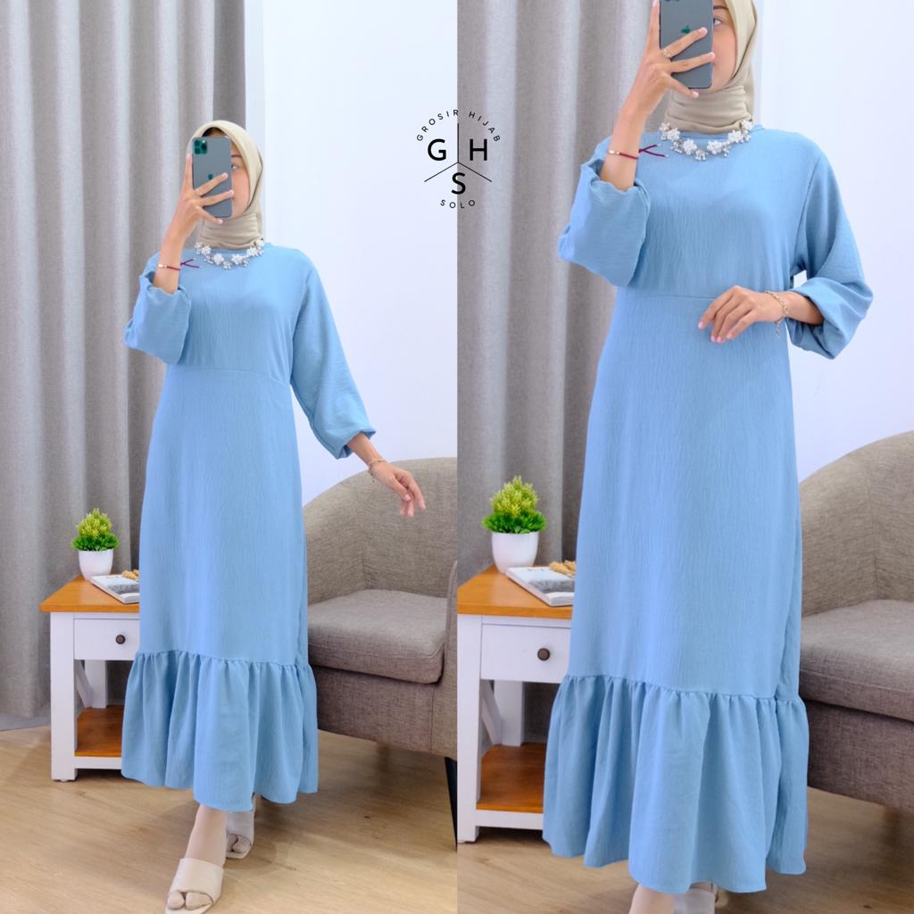 (AMD) GAMIS MIDI HANNY DRESS DUYUNG ATASAN WANITA CRINCLE AIRFLOW