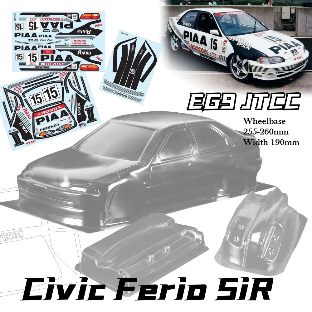 Body Shell EG9 JTCC Civic Ferio SiR 1/10 Rc Rally Drift Car Hsp Kyosho