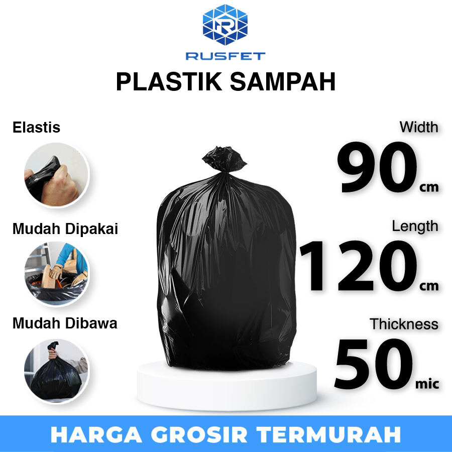 Plastik Sampah Hitam 90x120cm Jumbo Anti Bocor