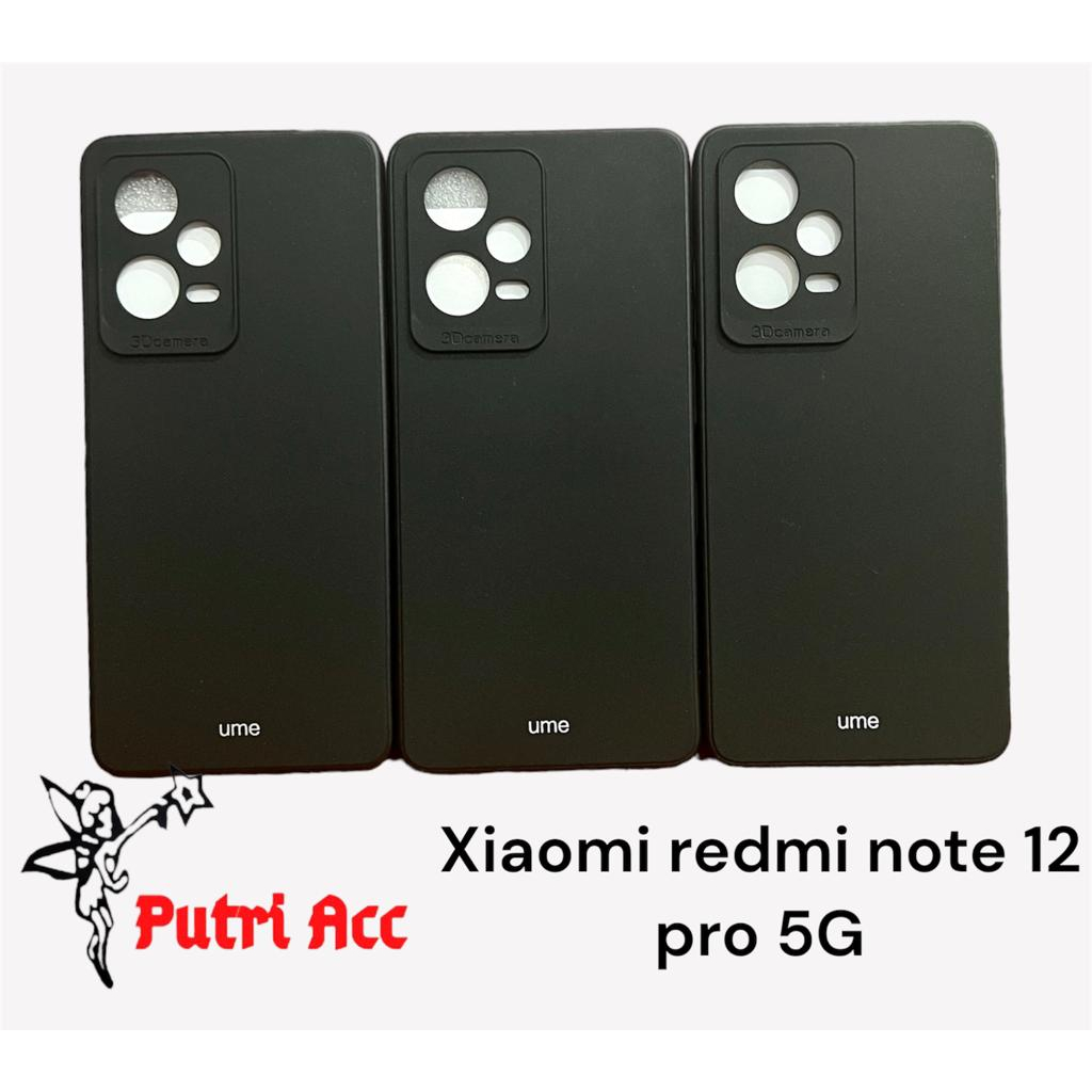 CASING XIAOMI REDMI NOTE 12 PRO 5G UME MATTE SOFTCASE SILIKON BLACK DOVE PROTECTION CAMERA