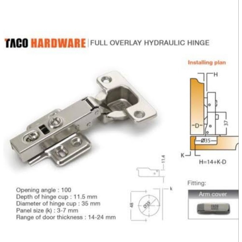 Engsel Sendok 35mm Taco softclose hidrolik