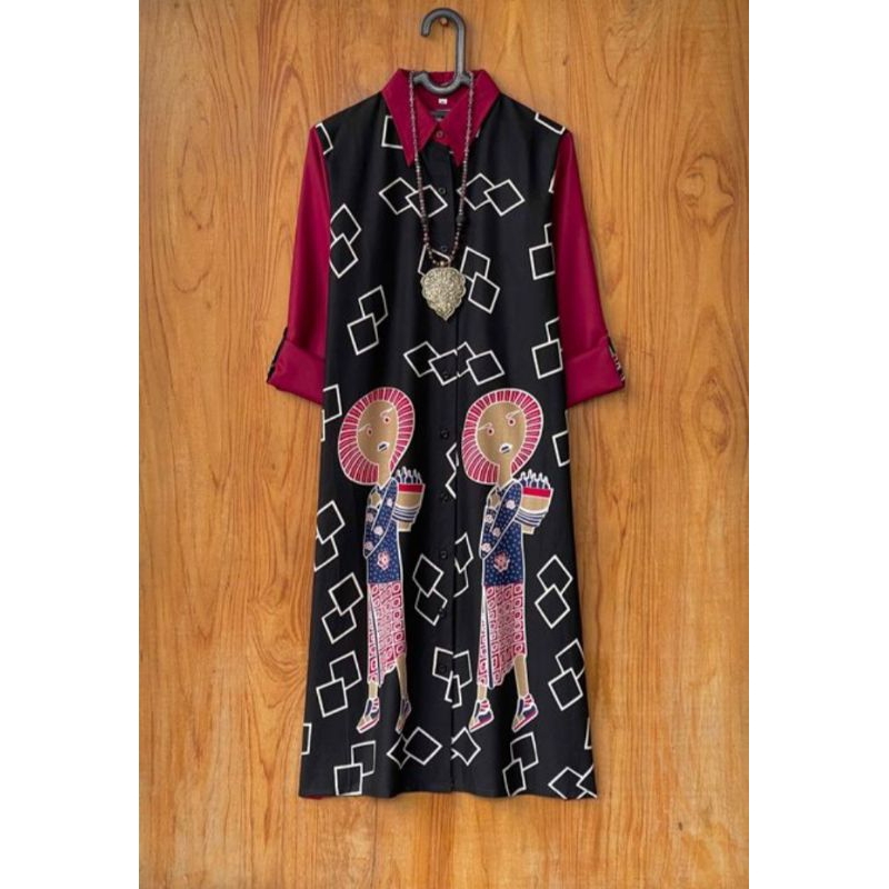 Tunik batik kombinasi bahan katun size S-XXXL motif cokro jamu gendong