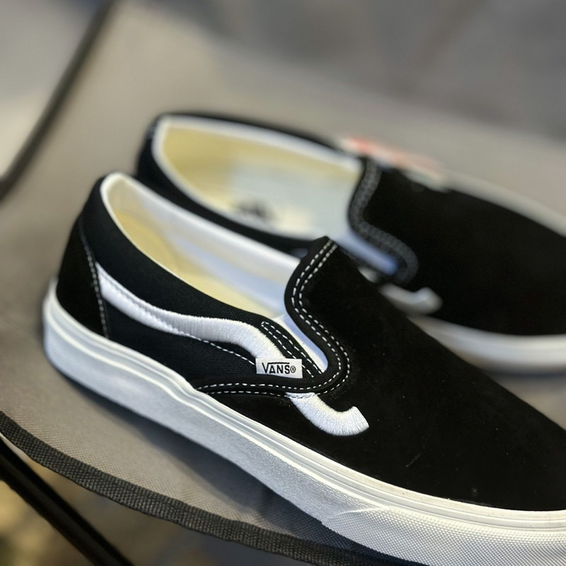 Vans Slip On Side Stripe Black White Original