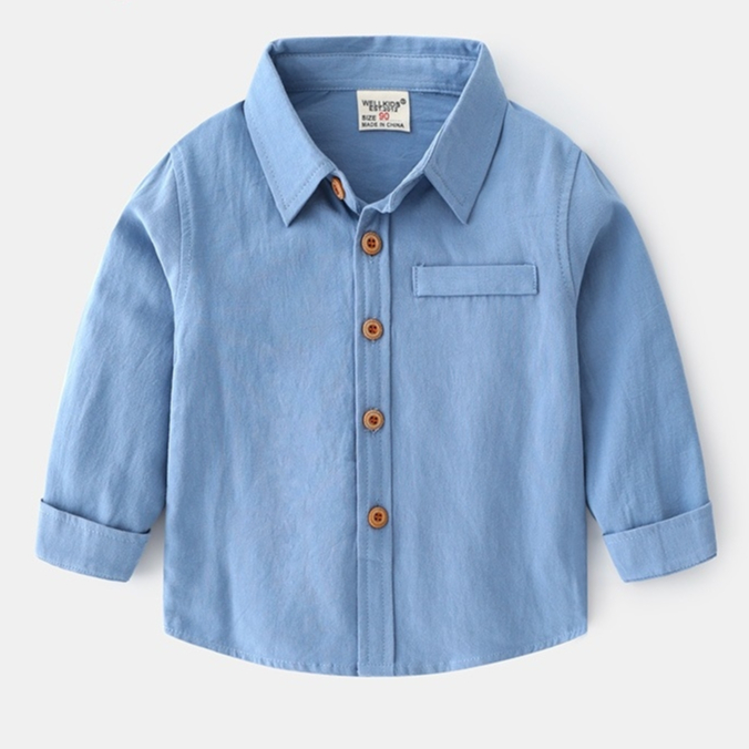 HNK Baju Kemeja Denim Atasan anak Laki-laki biru muda import | KEMEJA WELL - K