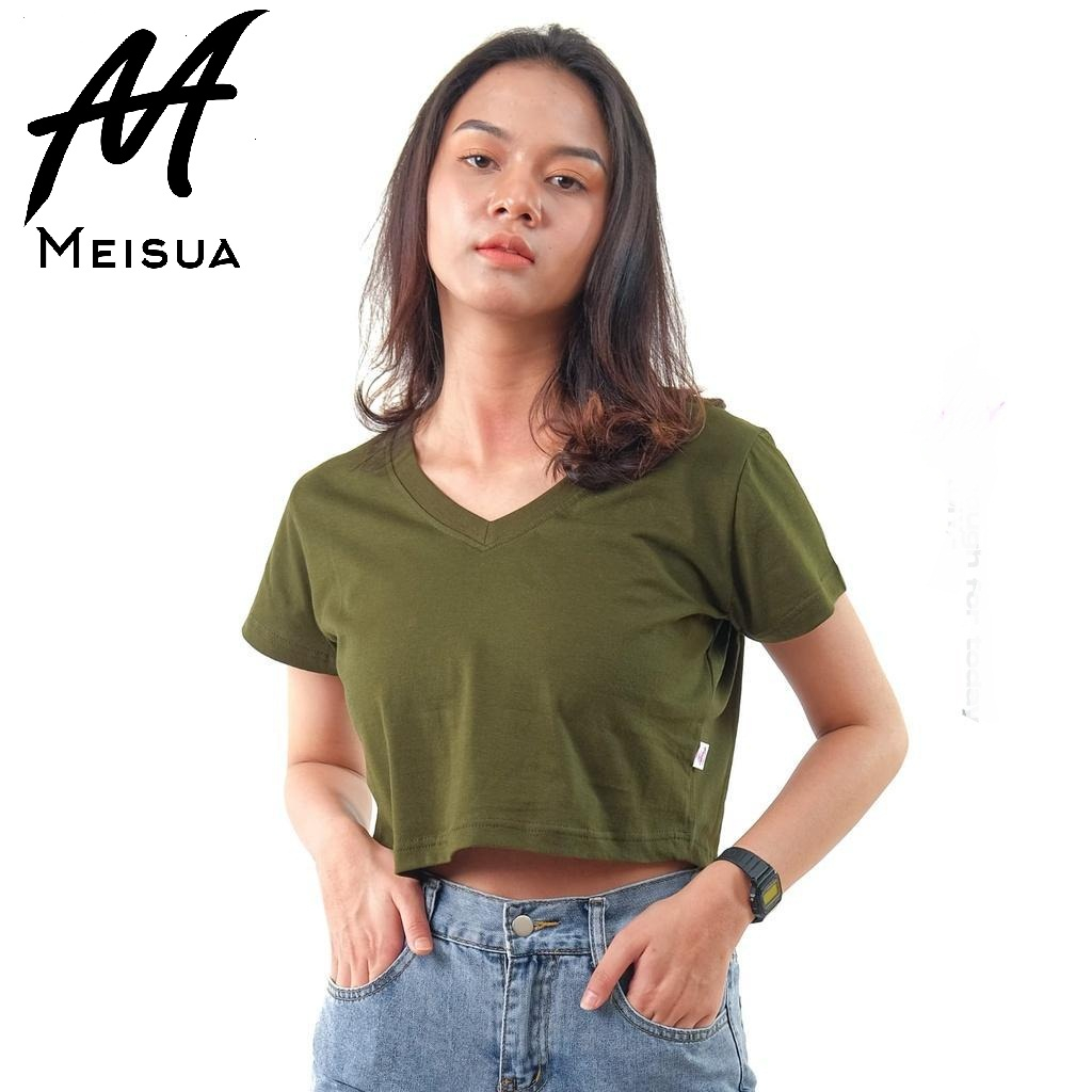 ARMY VNECK  Crop Top / Crop Tees