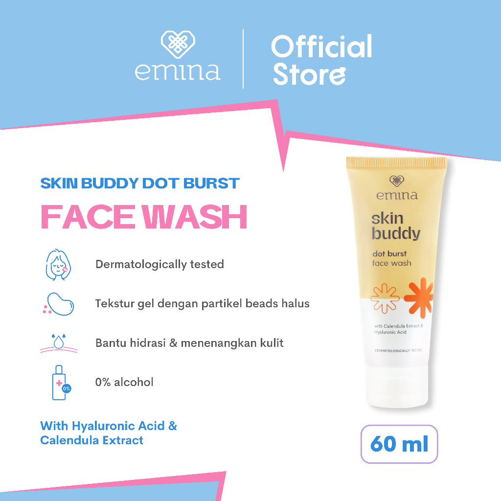 ✨ AKU MURAH ✨ Emina Skin Buddy Dot Burst Face Wash 60 mL - Pembersih Wajah Gel Mild &amp; Hydrating