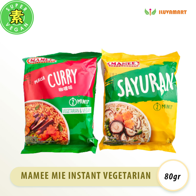 Mamee Mie Instant Vegetarian 80g Sayuran / Curry Vegan Noodle