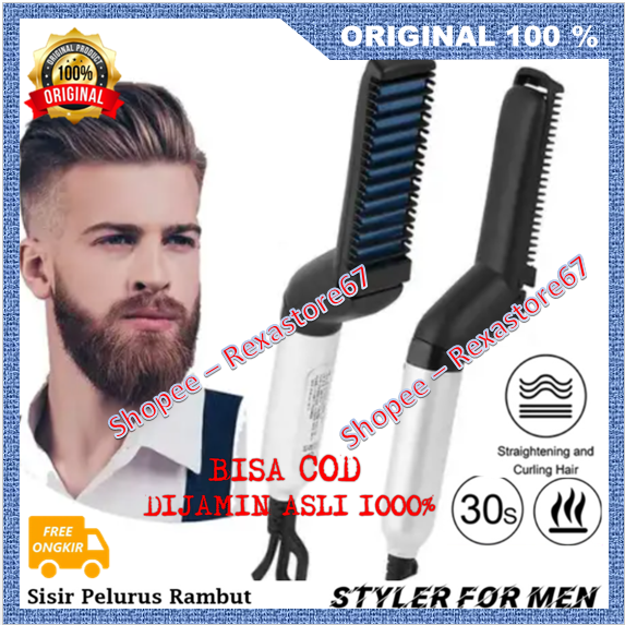 Sisir Rambut Catok Sisir Rambut Elektrik Pelurus Rambut Cepat Gaya Pria ASLI