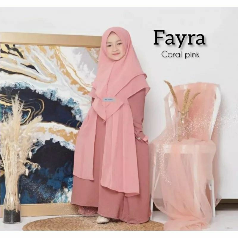 Fayra kids set khimar gamis anak usia 6-7-8-9-10-11 tahun