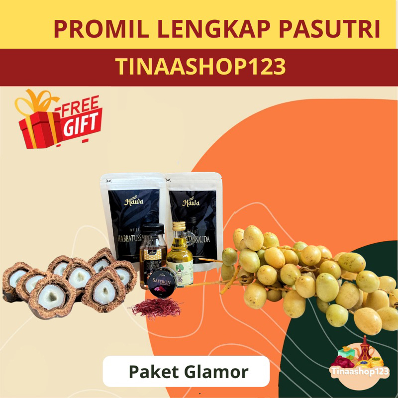 

PAKET PROMIL GLAMOR / promil komplit suami istri termurah berkualitas super premium Tinaashop123 | kurma muda / kurmamuda zuriat saffron habbatussauda madu minyak zaitun free tespeck dan detox rahim