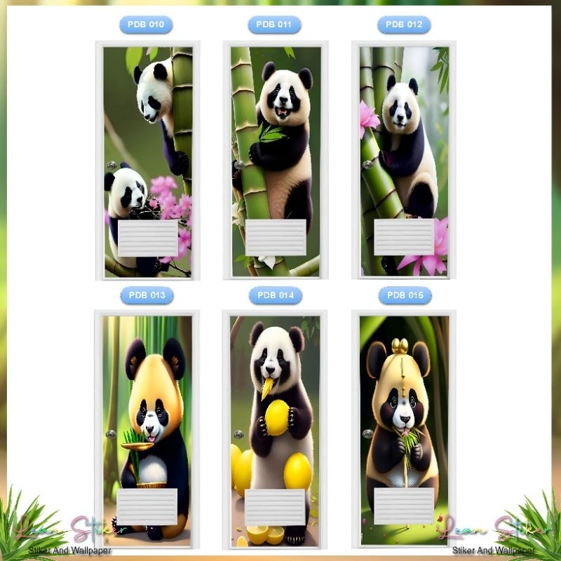 Stiker pintu kamar mandi motif panda