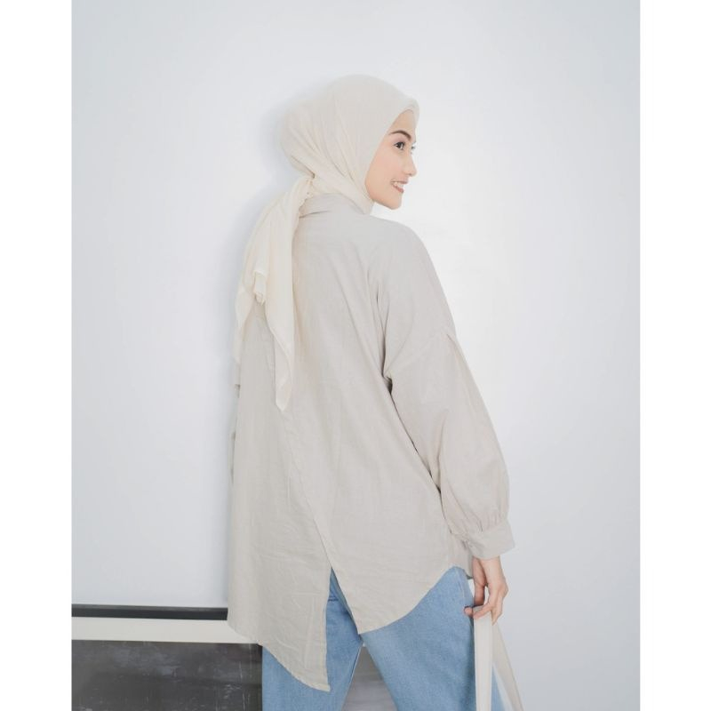 Baju Atasan Kameja Wanita Oversize Eliza Linen Shirt