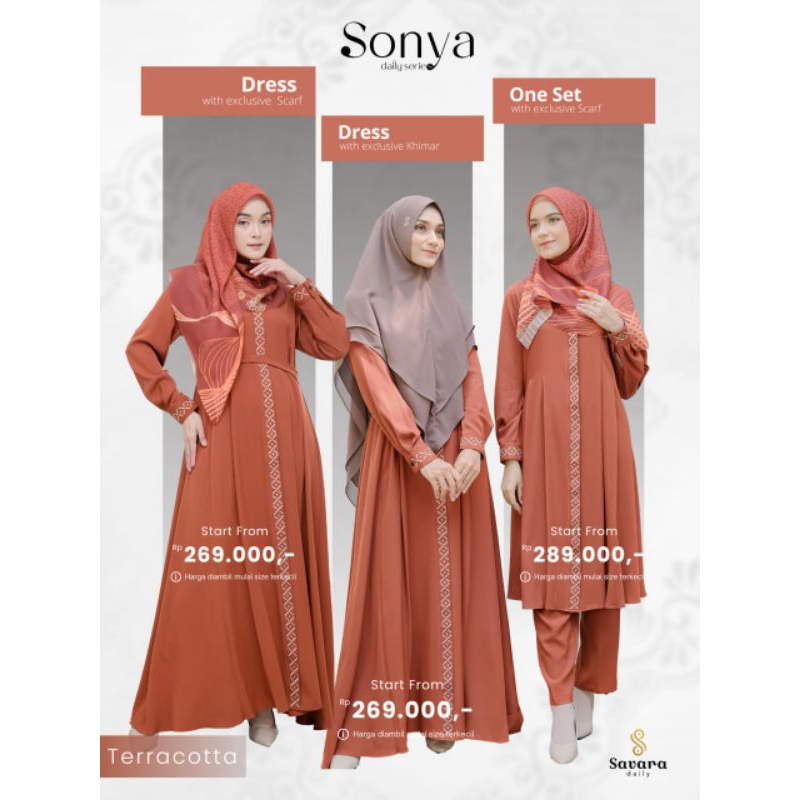 SUDAH PESANAN‼️Gamis dan Oneset Perempuan Dewasa Sonya Daily Series Dress & One Set by Savara Daily