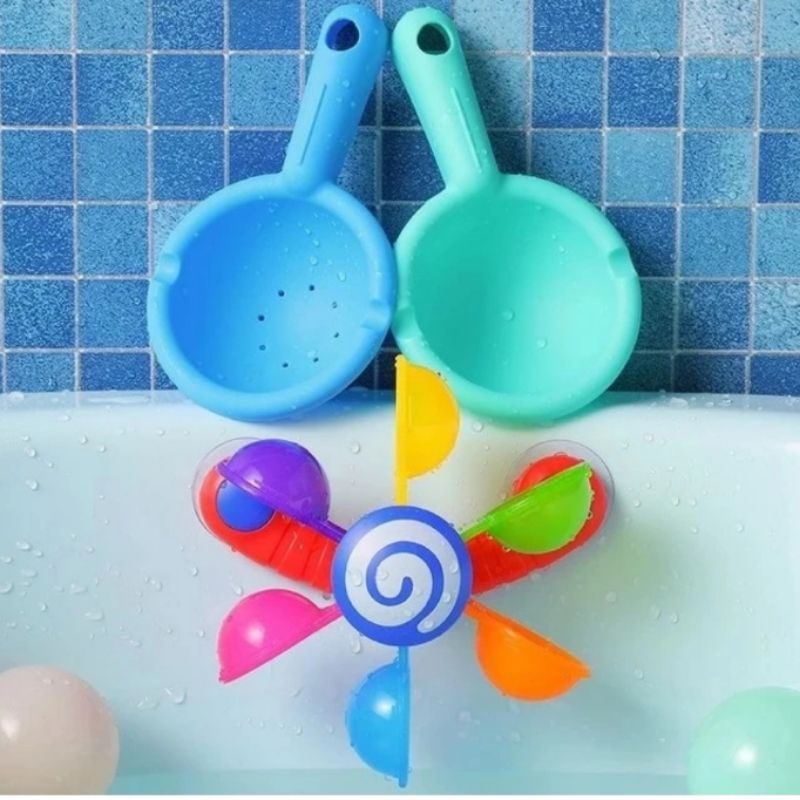 Mainan Air Mandi Anak Fun Water Play Windmill Spinner Suction Baby Waterwheel Sunflower Windmill Bathroom Shower Fullcolor Bath Toy Kado Ulang Tahun