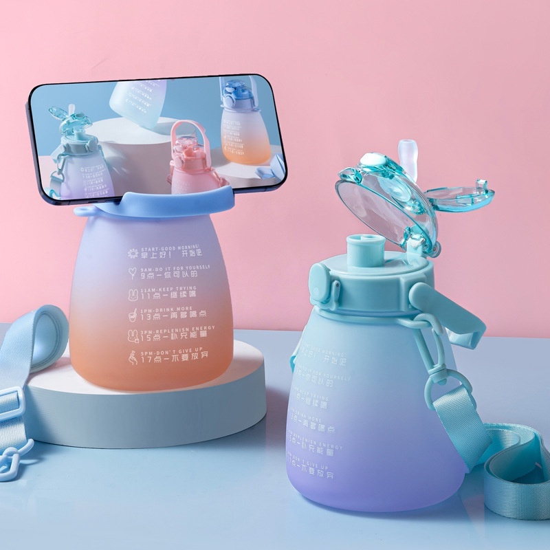 Botol Minum Motivasi 2 Liter Botol Penanda Waktu Botol Minum Viral - Botol Minum Viral 2 Liter Stiker 2D&amp;3D Gratis