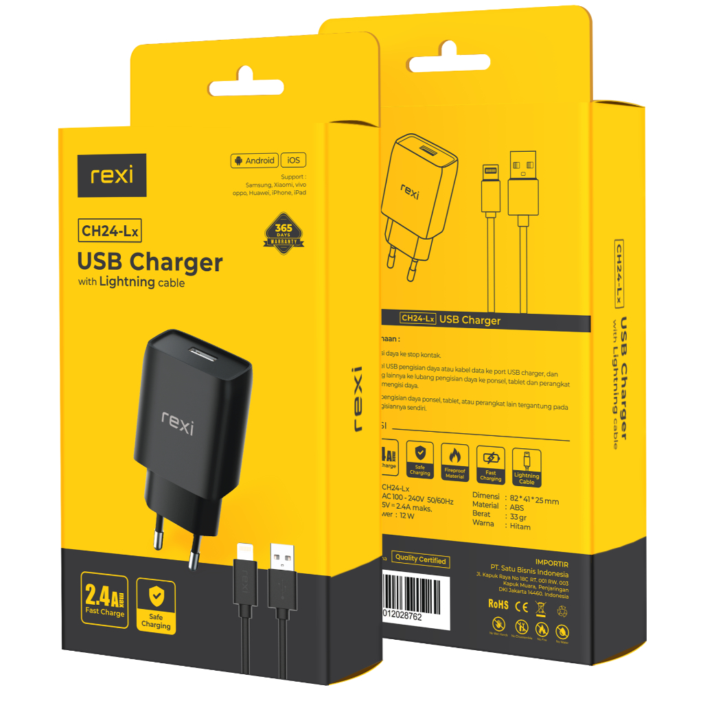 Charger Rexi Fast Charging 2,4A For Lightning CH24-L