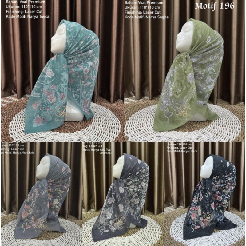 Hijab VOAL PREMIUM Motif 196 Jilbab Segiempat Motif Laser Cut