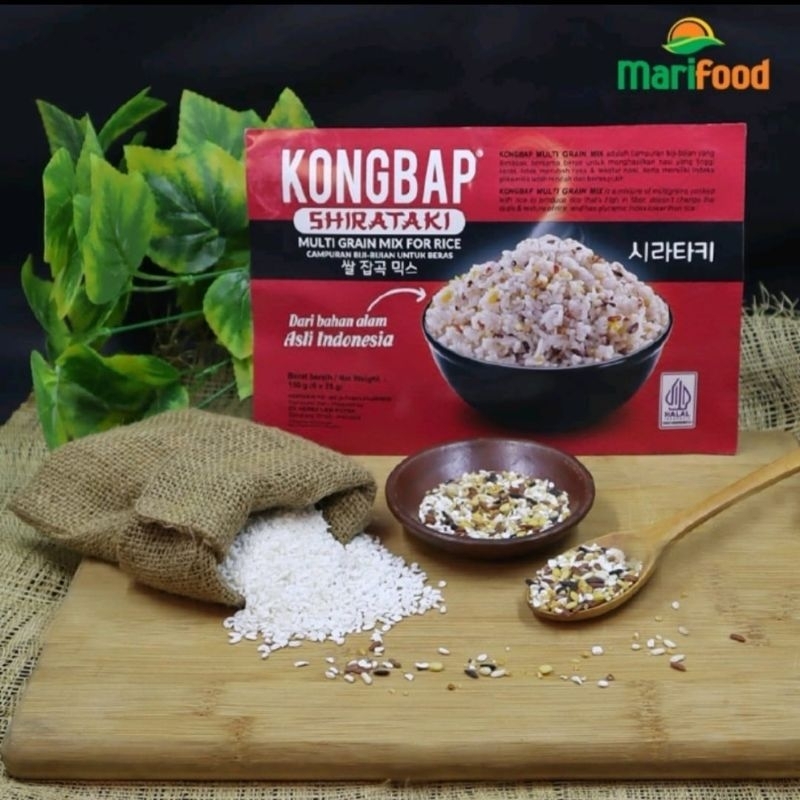 

KONGBAP Multigrain Mix SHIRATAKI 150 gr - KONG BAP pack Merah ( 6 sachet @ 25 gr )
