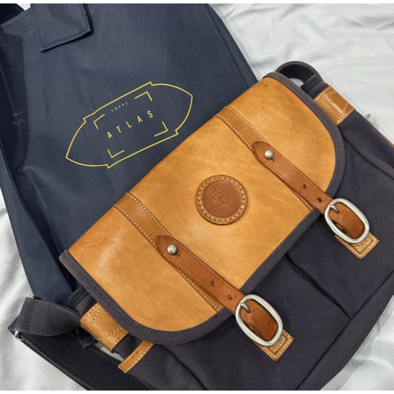 Voyej Atlas Bag Natural Tas Kulit Kanvas Pria