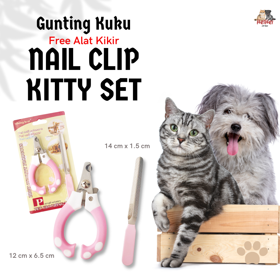 Pet Nail Clipper Kitty Set - Gunting Kuku + Alat Kikir Kucing Anjing Hewan