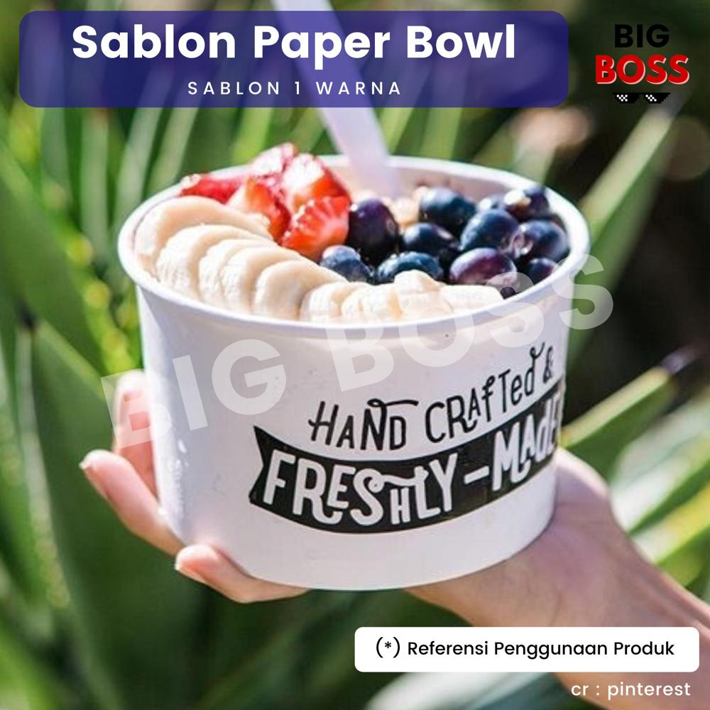 [CUSTOM SABLON] Sablon Paper Bowl / Mangkok Kertas Rice Bowl 360ml 500ml 650ml 800ml + Tutup/Lid min Qty 1000Pcs