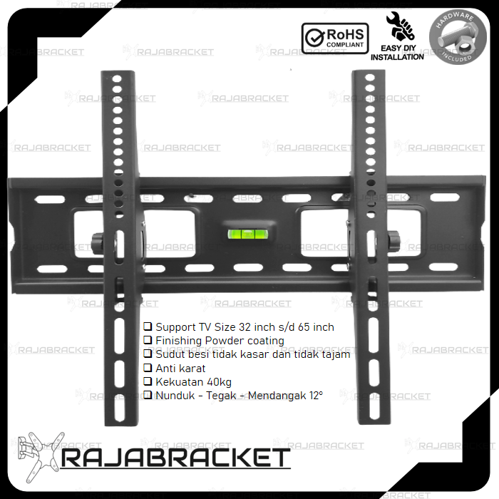 Bracket tv Braket tv Breket tv 32 40 42 43 50 55 60 65 70 75 inch, Waterpass Bisa Nunduk Tegak Dangak Adjustable Premium