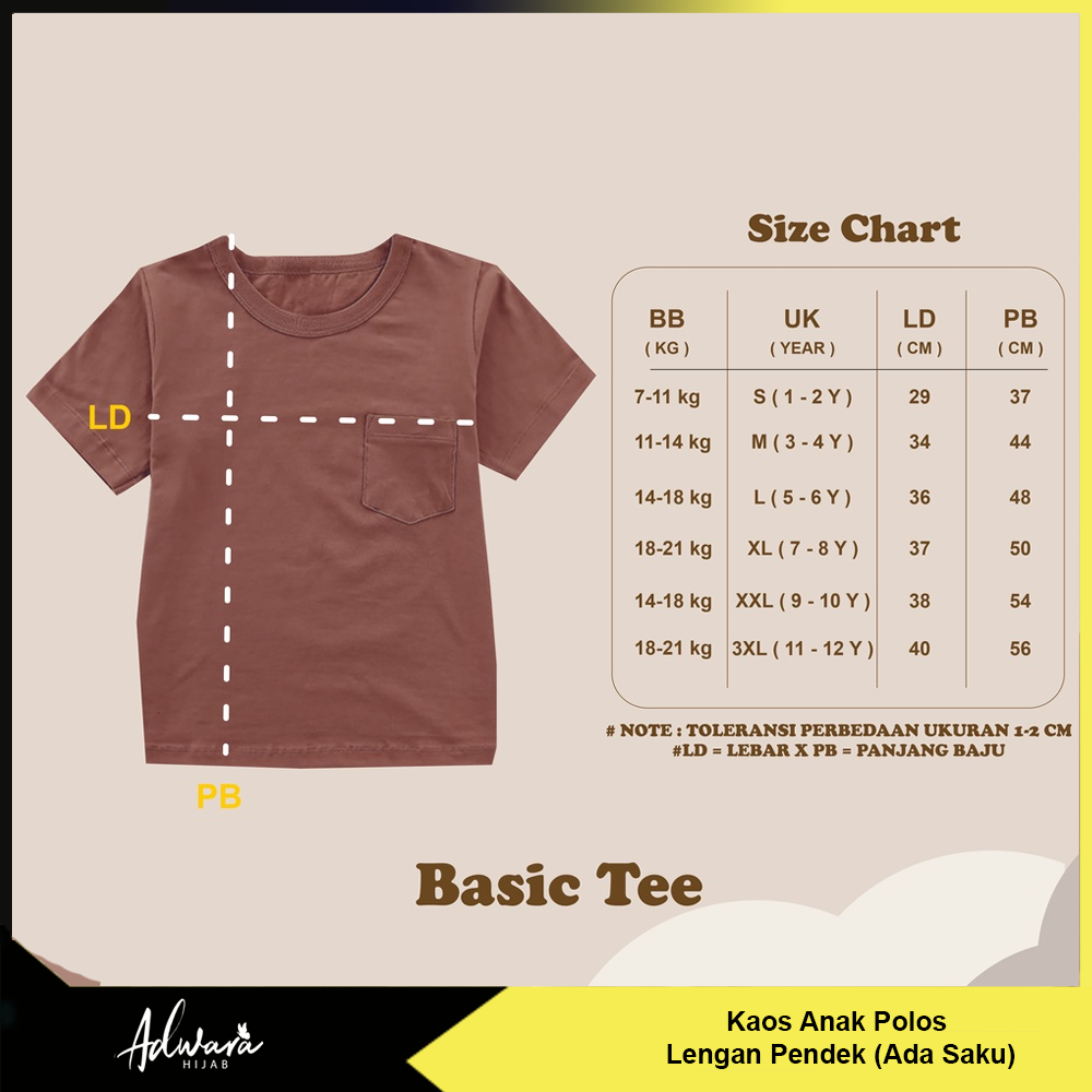 Kaos Polos Anak Lengan Pendek Usia 3-4 Tahun