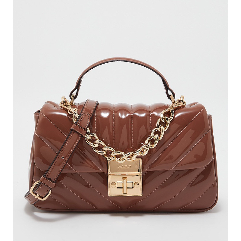 ALDO BAG HAYS TEXTURED CHAIN DETAILED TOP HANDLE HANDBAG