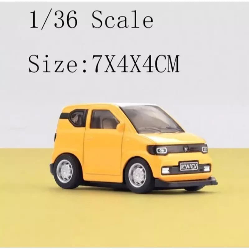 Diecast Metal Mini Car Wuling EV Kuning