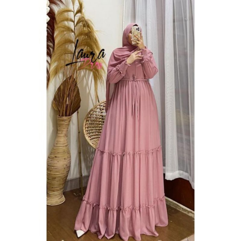 gamis Hanum dress ceruty babydoll dress wanita baju muslim gamis muslim