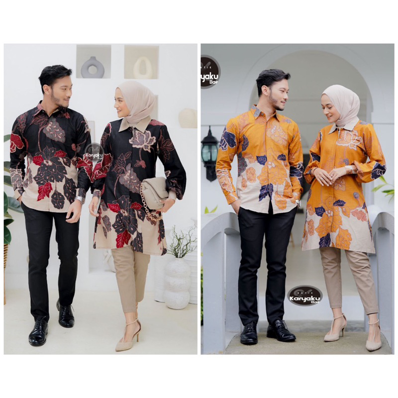 Atasan Tunik Batik Best Sellee Terbaru Couple Kemeja Batik Pria Lengan Panjang Bahan Kain Katun