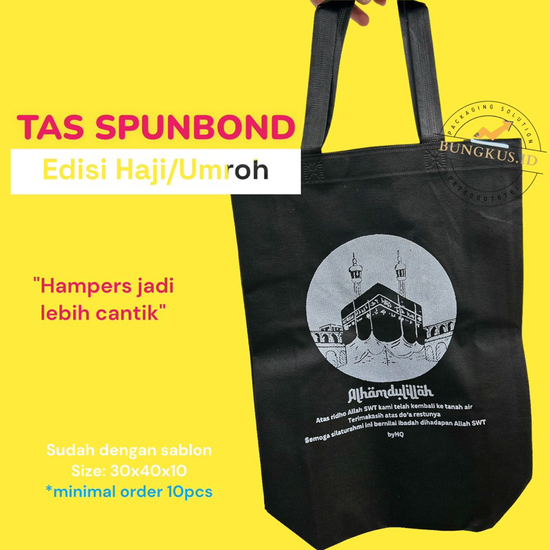 Tas Spunbond HAJI UMROH | MIN. ORDER 10 PCS  | Spunbun Sablon Murah | Oleh oleh haji | Goodie Bag Hampers | Spundbon Murah