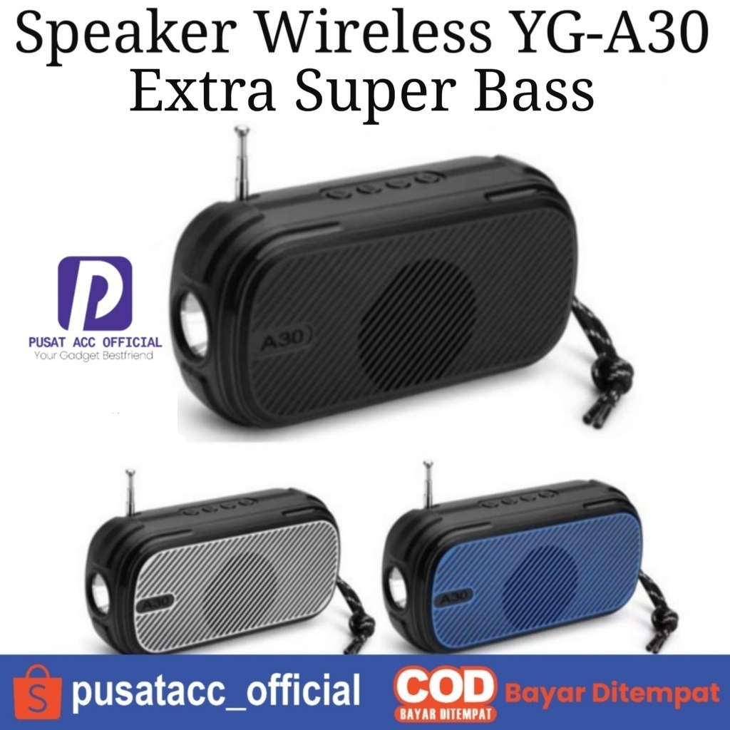 Speaker Mini Lampu LED Bluetooth Wireless Portable A30 Music Box MP3 Super Bass Spiker Radio FM Grosir Murah Aksesoris Hp Handphone