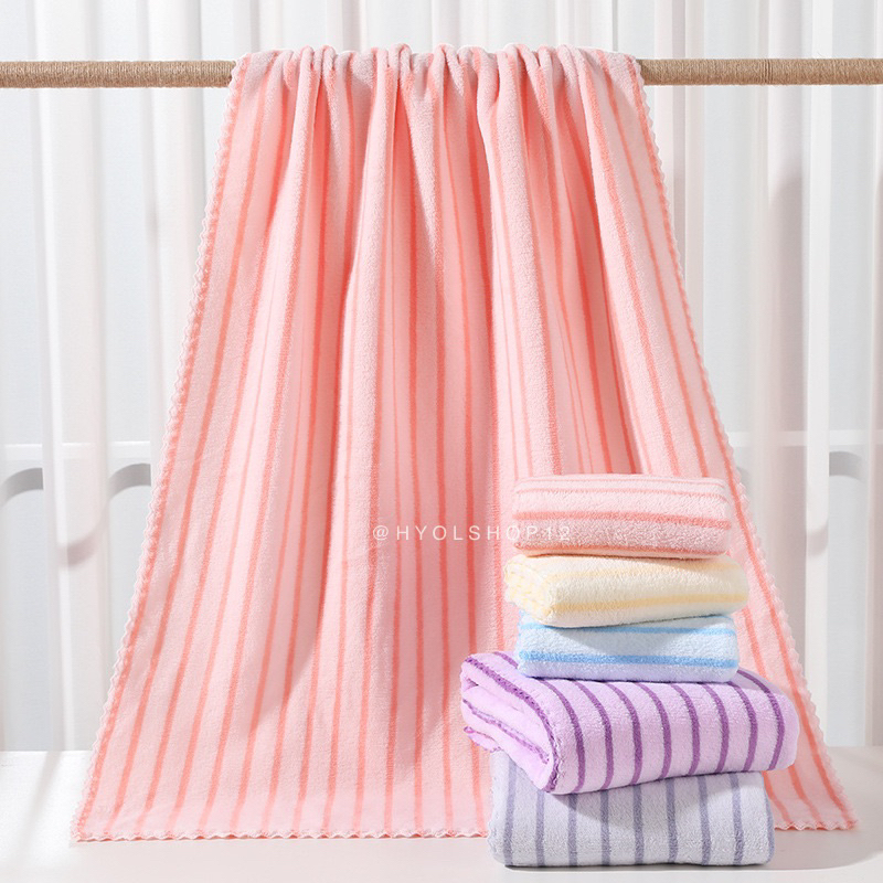 [HY.OLSHOP12] Handuk Set 2in1 New Motif Garis Handuk Mandi &amp; Wajah Handuk Mandi Dewasa