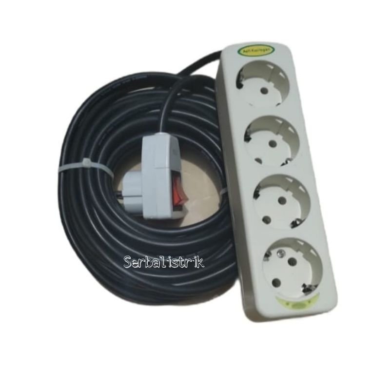 Stop kontak arde MATSUI SNI 1,2,3,4,5,6Lubang+Kabel 1,2,3,4,5,6,7,8,9,10Meter+Steker lampu+saklar ON/OFF SNI