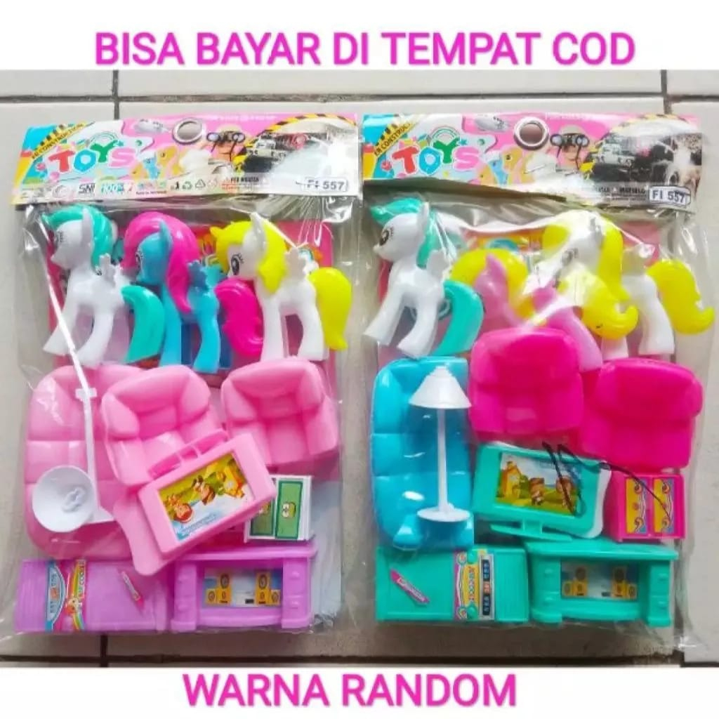 FI 557 Mainan Kuda Poni / Little Pony Unicron Mainan Anak Perempusn Set Furniture Meja